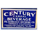 Century Cereal Beverage Tin Advertising Sign
