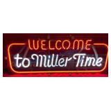 Vintage Welcome to Miller Time Neon Sign