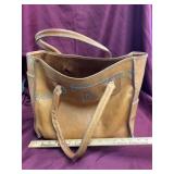 Leather Tote Bag With Embossed Emblem