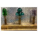 Glass Insulator Display on Wood Stand