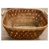 Wooden Basket with Woven Design and Handles