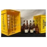 12 Falstaff Beer Bottles and Two Plastic Crates