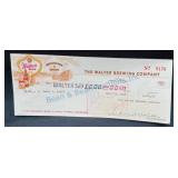 Walter Brewing Co. Signed Check, 1958