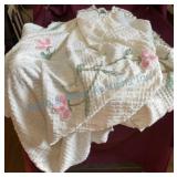 Handcrafted White Chenille twin or double with Flo