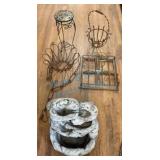 Cast Fountain and Plant Decor
