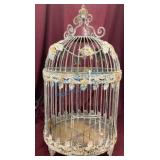 Metal Birdcage With Floral Accents