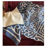 Blue and White Hand-Stitched Quilt