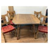 Wooden Drop-Leaf Table with Chairs