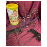Metal Garden Decor and Wooden Blocks