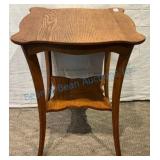 Antique Oak Parlor Table with Scalloped Edges