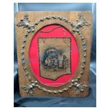 Framed Gold Belt Beer Advertisement with Puppy