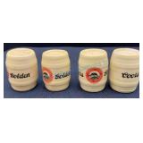 Four Coors Advertising Salt Shakers