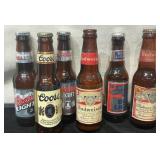6 Budweiser and Coors Pony Beer Bottles