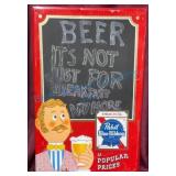 Vintage Pabst Tin Over Cardboard Chalkboard