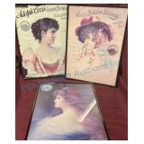 3 Framed Early Coors Calendar Girls