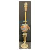 Brass and Wood 3-Foot Tall Lamp with Patina