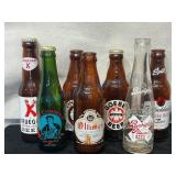 7 Painted Label Pony Beer Bottles