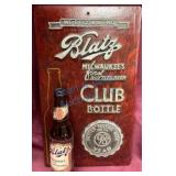 Blatz Beer Advertising Plaque and Bottle Set