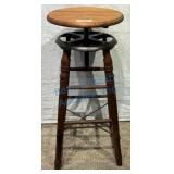 Antique Cast-Iron and Wood Adjustable Stool