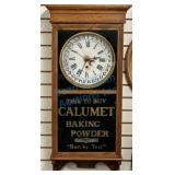 Large Oak Sessions Clock with Calumet Advertising