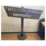 Rustic Wooden 'Miller Town' Sign on Stand