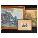 Three Framed Artworks with Rural Themes