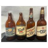4 Large IRTP Label Quart Beer Bottles