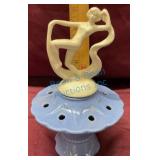 Porcelain Flower Frog With Figurine Topper