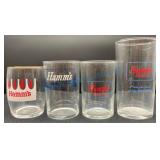 Four Hamm's Beer Glasses