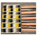 Two Saddle Blankets, Yellow Navajo and Pink Native