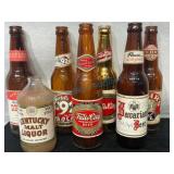 Seven Vintage Beer Bottles and Jug