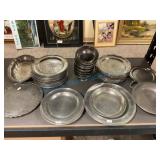 50 pieces Pewter Plates and Dishes