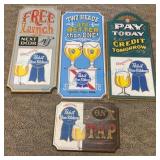 4 Vintage Pabst Beer Wood Signs 23x11