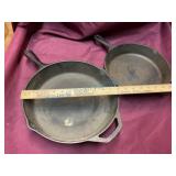 Two Lodge Cast-Iron Pans, 10' and 12'