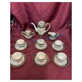 Japanese Dragon Motif Tea Set with Gold Accents