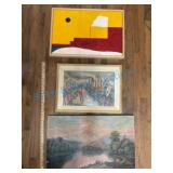 Three Pieces of Framed Artwork