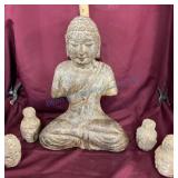 Carved Stone Buddha Statue Set