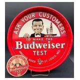 Budweiser Advertising Tray With Coaster