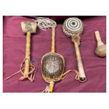 Four Native American Rattles with Natural Elements