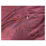 Jewelry Set With Beads and Coral