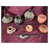 Seven Pots and One Effigy Pipe Lot