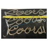 Three Coors Neon Script Tubes