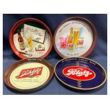 Four Vintage Beer Advertising Trays