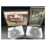 Framed Anheuser-Busch Ads and Coasters