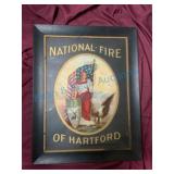 Framed Chromolithograph Advertising National Fire