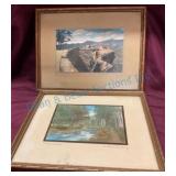 Two Framed Colorized Photographs