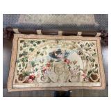 Floral Wall Tapestry With Decorative Rod