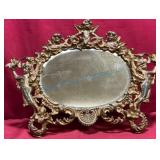 Antique Iron Dresser Mirror with Cherubs