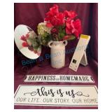 Decor Set With Ceramic Pot and Metal Signs