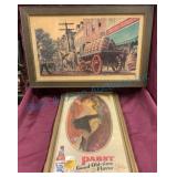 Framed Cardboard Pabst Beer Ads (Set of 2)